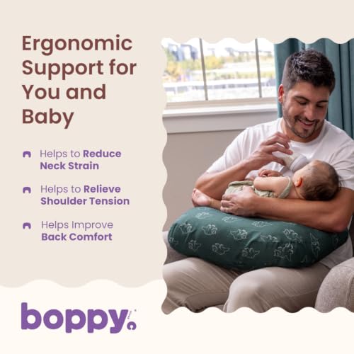 Boppy Nursing Pillow, Safe Ergonomic Breastfeeding & Baby Feeding Support - color: Forest Green Dinos