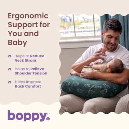 Boppy Nursing Pillow, Safe Ergonomic Breastfeeding & Baby Feeding Support - color: Forest Green Dinos