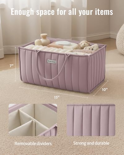 Blissful Diary Baby Diaper Caddy Organizer, Nursery Storage, Mauve Pink - color: Mauve Pink