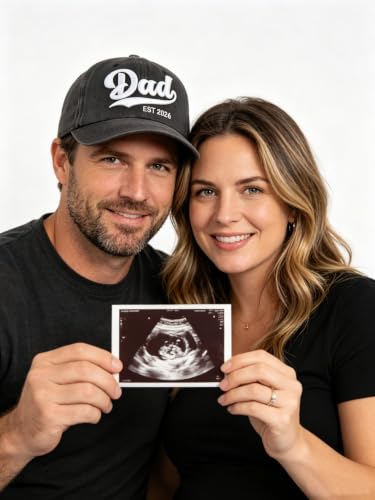 2PCS Mom and Dad EST 2026 Hat, 3D Embroidered Adjustable New Parents Gifts Baseball Cap - color: Dad Black