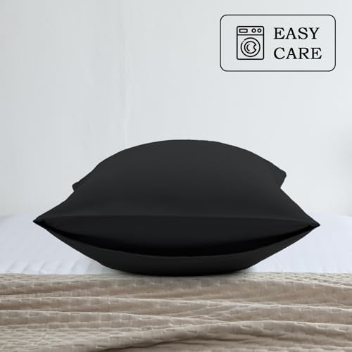 Set of 2 Brushed Microfiber Pillowcases 20x36 inch Black - color: Black, size: King