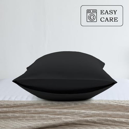 Set of 2 Brushed Microfiber Pillowcases 20x54 inch Black - color: Black, size: Body