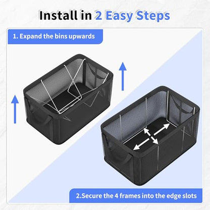 Freezer Organizer Bins, 4 Pack Large Mesh Deep Freezer Organizers, Black