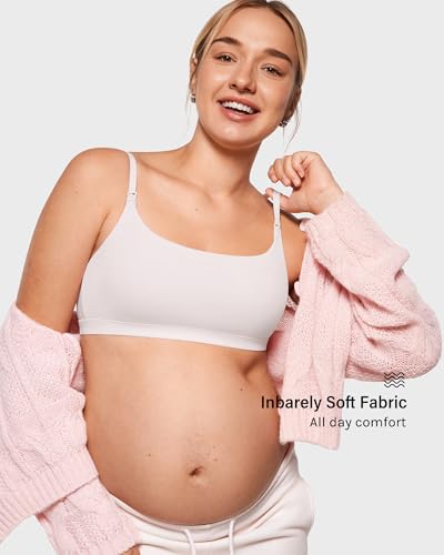 INLYRIC Women's Inbarely Soft Nursing Bras Unlined Bralettes Maternity Bra for Breastfeeding Unpadded Comfy Sleep Seamless - color: Snow White, size: Small