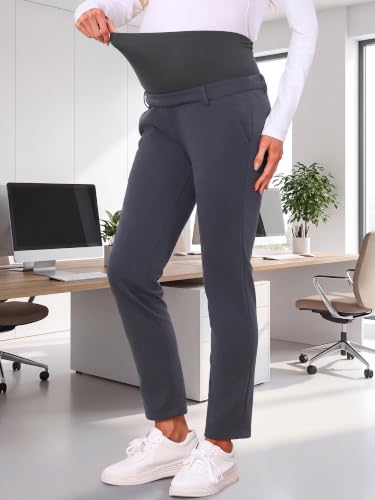 Maternity Work Pants Skinny Office Trousers - color: Grey, size: XX-Large