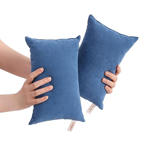 BEDSUM Plush Mini Pillows, 11 x 7, Microfiber, 2 Pack, Denim Blue - color: Denim Blue, size: 11x7 inches