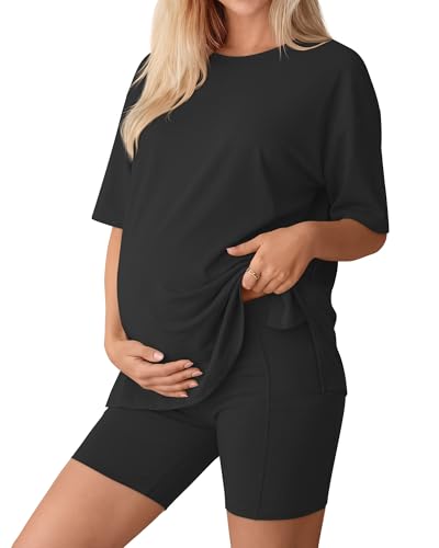 Huukeay Women's Maternity Set 2 Piece Outfits - color: Black, size: XX-Large