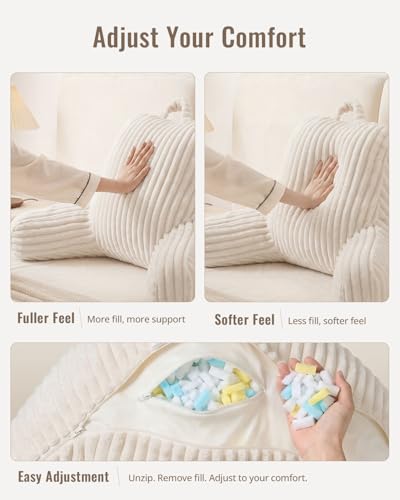 Blissful Diary Reading Pillow for Bed, Backrest Pillow, Cream White - color: Fuzzy Cream White, size: Standard(18inch)