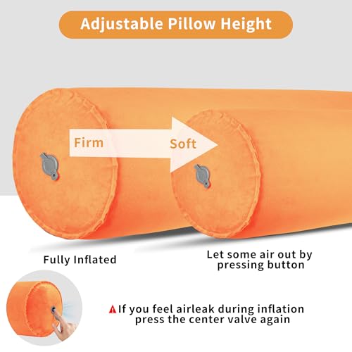 EULANT Inflatable Travel Body Pillow,Inflatable Long Body Pillow for Bed - color: Orange