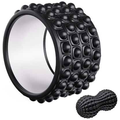Kipika Back Roller Wheel,Back Stretcher,Back Cracker,Yoga Wheel, Foam Roller for Back Pain Relief and Posture Correction with Massage Ball