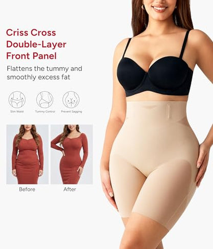 Nebility Shapewear Tummy Control High Waisted Butt Lifting Panties - color: Beige, size: Small