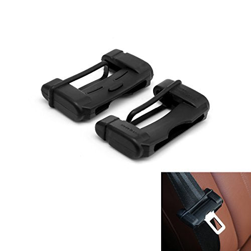 Car Safety Belt Buckle Covers, 2PCS Universal Seat Belt Clips Cover, Anti-Scratch Silicon Seat Belt Buckle Protector, Car Interior Accessories (Black)
