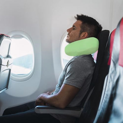 Neck Pillow for Travel U Shape Memory Foam Pillows, Green - color: Green