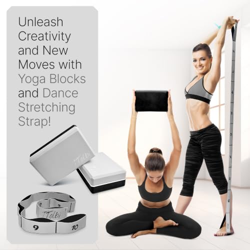 Yoga Blocks 2 Pack with Strap and Guide – Soft Non-Slip EVA Foam Blocks - color: Gray/Black - Stretch Band Gray