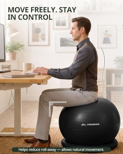 Trideer Exercise Ball Chair – Yoga Ball Chair for Office, Pregnancy & Home - color: Black, size: XL(27-30ines/68-75cm)