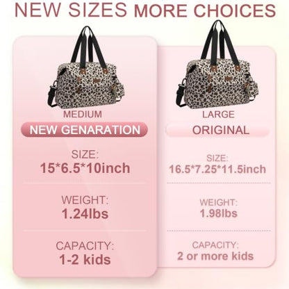 Pritent Diaper Bag Tote Waterproof Maternity Baby Bags with Pacifier Case - color: Leopard, size: Medium