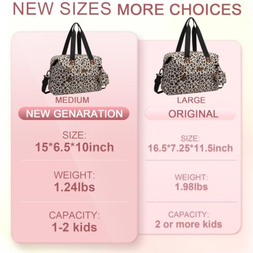 Pritent Diaper Bag Tote Waterproof Maternity Baby Bags with Pacifier Case - color: Leopard, size: Medium