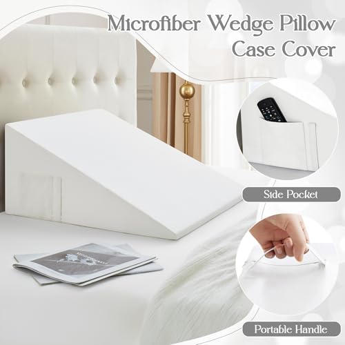 Cotton Wedge Pillow Cover, 24" x 24" x 12", White - color: White, size: 25x25x12.5 Inch