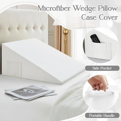 Cotton Wedge Pillow Cover, 24" x 24" x 12", White - color: White, size: 25x25x12.5 Inch