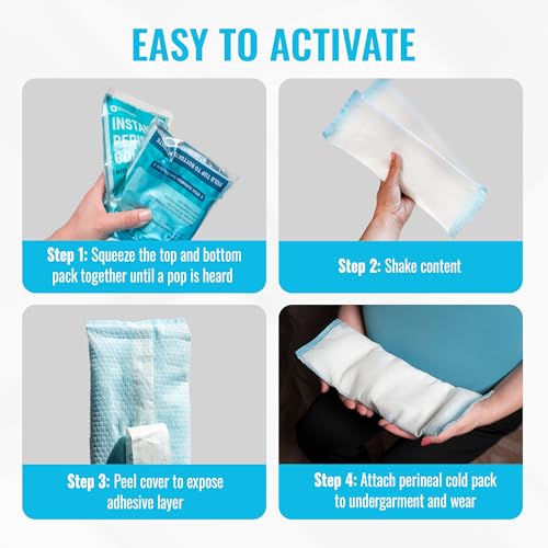 ICEWRAPS Instant Cooling Pad for Postpartum - 2-in-1 Maternity Pad, 12 Pack