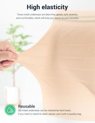 HANSILK Mesh Postpartum Underwear Post Bay C-Section Recovery 3 Pack L - color: Beige-3pcs, size: Large