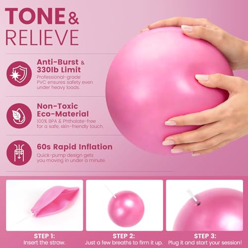 Pilates Kit for Women 13PCS, Pilates Ring Ball Resistance Bands Workout Set - color: Pink