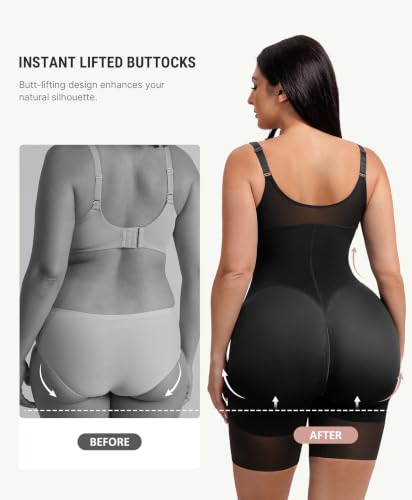 FeelinGirl Feelvibe Enhanced Shapewear Tummy Control Faja Body Shaper - color: Black, size: Large