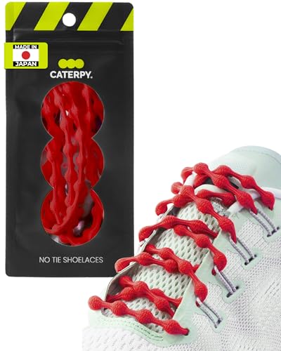 Caterpy RUN No-Tie Elastic Shoelaces for Adults & Kids - color: 07) Ruby Red, size: Standard: 30in (5-7 holes)