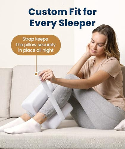 Everlasting Comfort Memory Foam Knee Pillow for Side Sleepers – Sciatica Pain Relief Pillow, Removable Strap Support – Leg Pillows for Sleeping Alignment, Knees, Back & Hip Cushion - size: Large