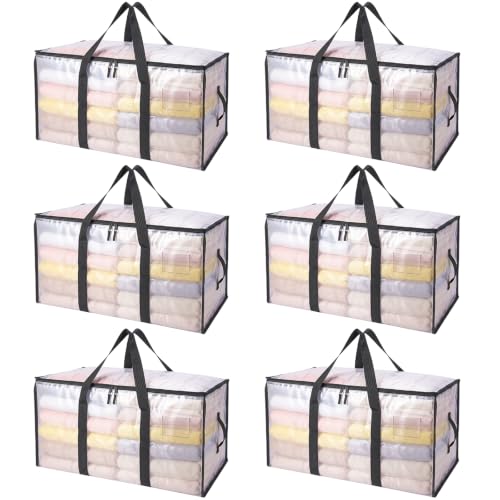 BALEINE 48-Pack Oversized Moving Bags with Reinforced Handles, Heavy-Duty Storage Tote for Clothes, Moving Supplies (Clear, 48-Pack) - color: Clear, size: 48-Pack