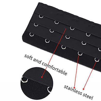 7 Hooks Bra Extender Back Corset Extender Ladies Bra Strap Extension 4pcs - color: Black