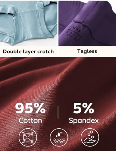 ALLBASE 5 Pack Womens Cotton High Waisted Full Coverage Underwear(Regular & Plus Size) - color: Multicolor-a1-5pack, size: Small