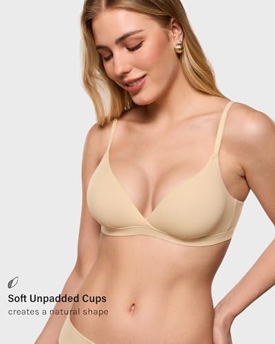 INLYRIC Women's Triangle Bralette Unlined - color: Light Oatmeal, size: Medium