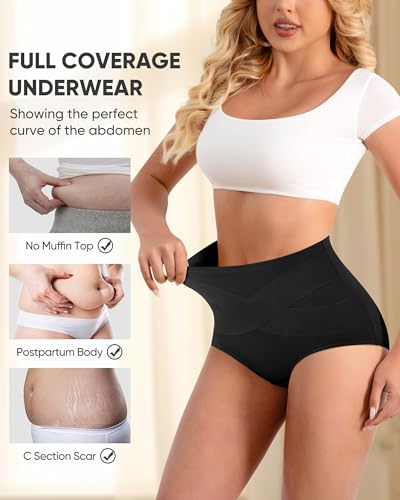 Women's Cotton Underwear High Waisted Post Partum Soft Panties 4 Pack - color: A-multicolor, size: X-Large