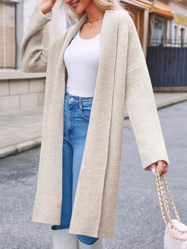 Saodimallsu Womens Long Cardigan Sweaters Chunky Open Front Oversized Slouchy Knit Fall Trendy Coatigan Jackets - color: Apricot, size: XX-Large