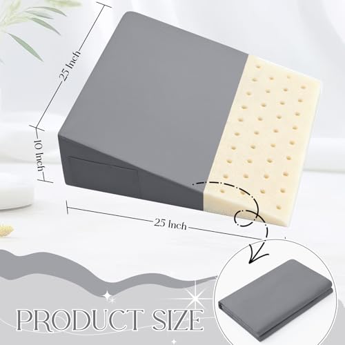 INVGEEXI Light Grey Bed Wedge Pillow Cover, 25" L x 25" W x 10" H - color: Light Grey, size: 25x25x10 Inch