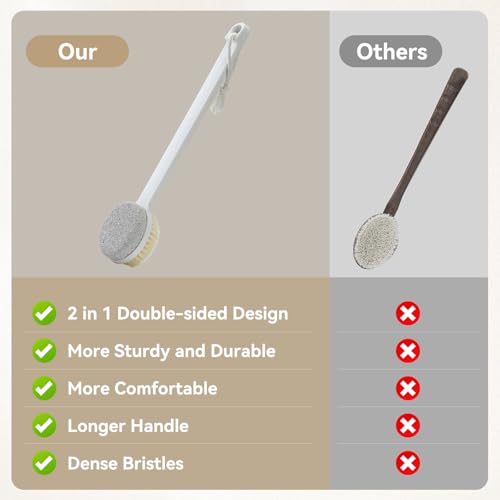 Extra Long Handle 2 in 1 Pumice Stone for Feet Callus Dead Skin Remover