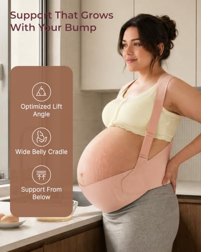 Momcozy Go As You Grow Belly Bands for Pregnant Women-For Twins/Multiples - color: Oyster Pink, size: X-Large