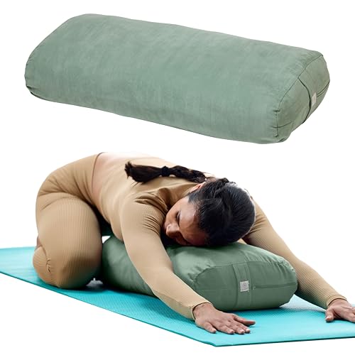 Gaiam Yoga Bolster Pillow, Supportive Cushion for Restorative Yoga - color: Sage