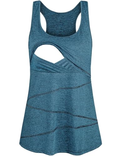 Joymom Maternity Summer Cool Sleeveless Nursing Tank Tops Breastfeeding Shirts - color: 33 Ocean Blue, size: Small