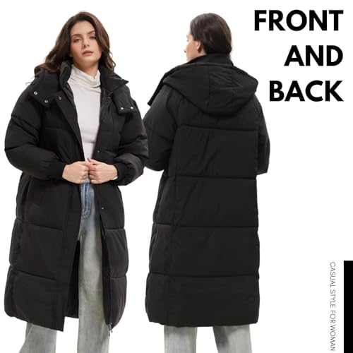 PUFFIT Long Puffer Jacket for Women,2025 Thickened Winter Coat Hooded with Deep Pockets, Ladies Warm Winter Jacket - color: Black, size: X-Small