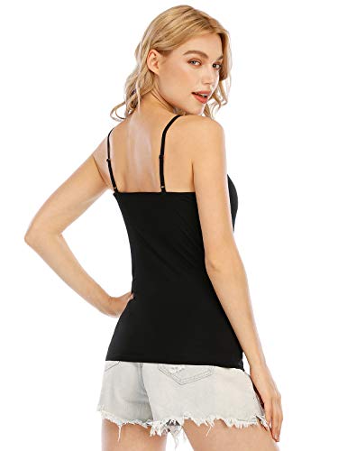 Orrpally Basic Cami Tank Tops Women Lightweight Camisole Stretch Tank Top Adjustable 4-Pack - color: Black/Black/Grey/Grey, size: X-Large