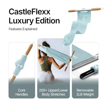 CastleFlexx Mobility and Full Body Strengthening Device - color: Aqua, size: Standard 5'0 - 5'8