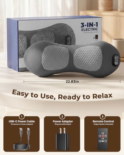 2026 Upgraded 4-in-1 Lumbar Support Pillow Massager with Remote Control