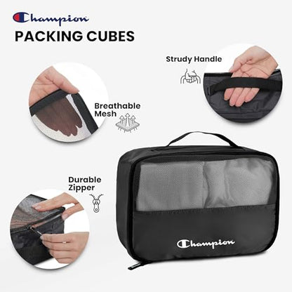 Champion Packing Cubes for Travel - 6 Piece Organizer Set, Carry-On Ready - color: Black
