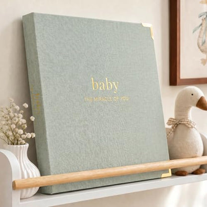 Keepsake Baby Memory Book for Boys and Girls - Timeless First 5 Year Book - color: Sage Green