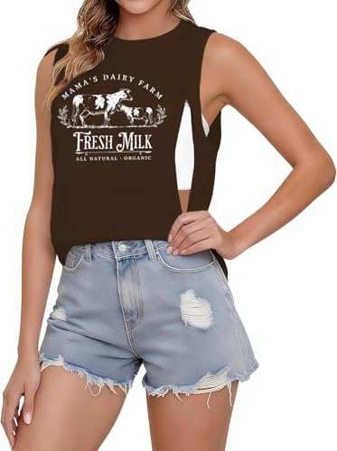Womens Nursing Tank Tops for Breastfeeding Friendly Zip Sleeveless Breastfeeding Shirts Maternity Nursing Tank - color: Brown, size: Medium