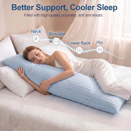 Swift Home Cooling Body Pillow, 20x54 Inch, Cool-to-Touch Reversible, Blue - color: Blue
