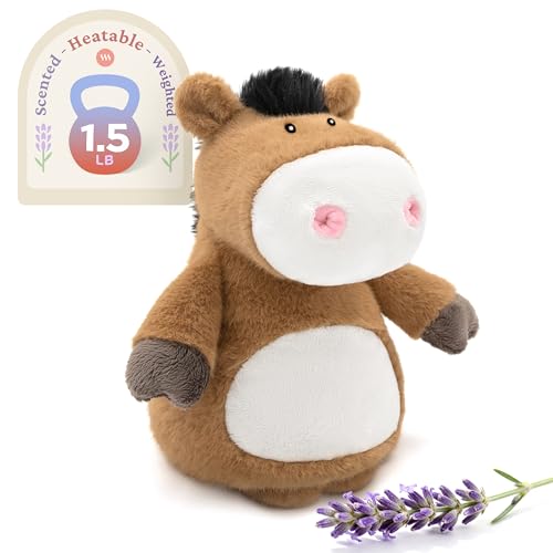 IKASA Microwavable Stuffed Animal Horse Plush, Heating Weighted 1.5 lbs - color: Brown Horse