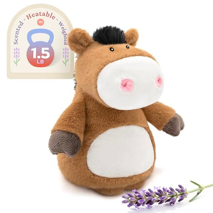 IKASA Microwavable Stuffed Animal Horse Plush, Heating Weighted 1.5 lbs - color: Brown Horse